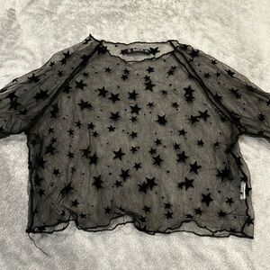 SHEIN Black Starry Mesh Blouse